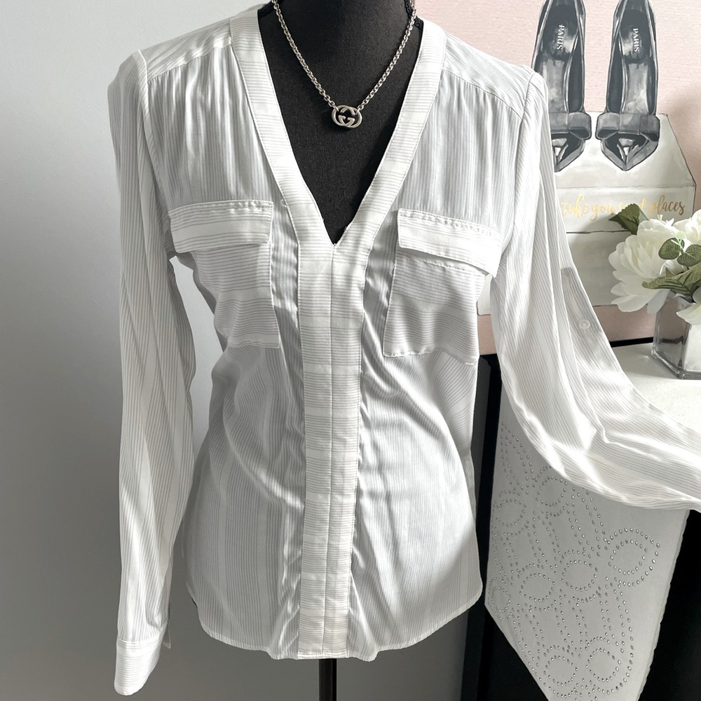 White with Gray Stripes Express Top